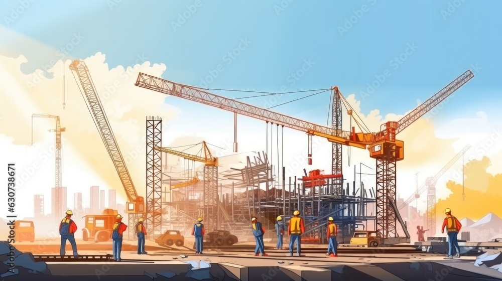 Engineers Constructing Industrial Background