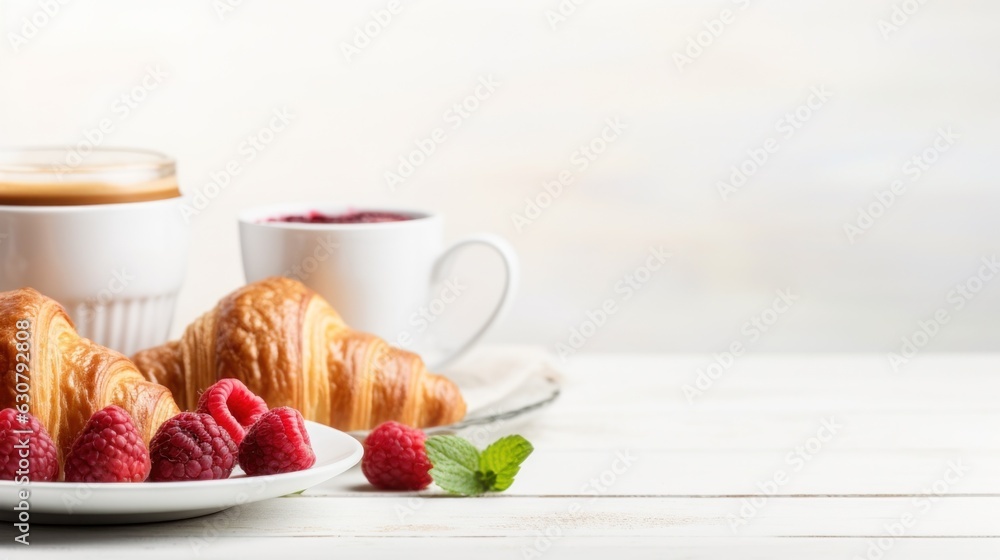 Breakfast with coffee and croissant