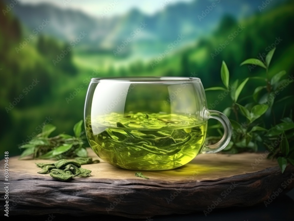 Green tea natural background