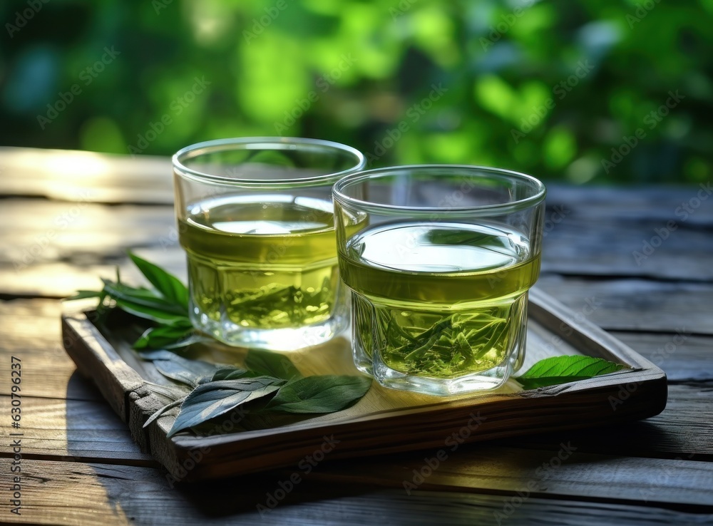 Green tea natural background