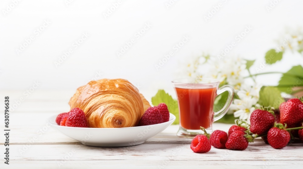 Breakfast with coffee and croissant