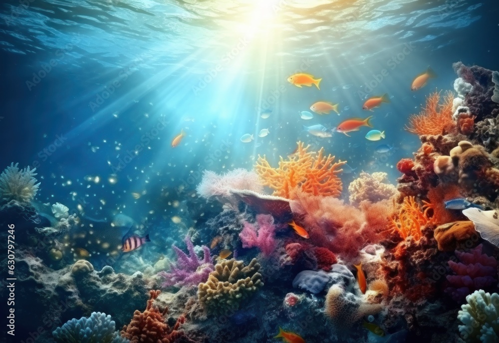 Natural coral reef vivid background