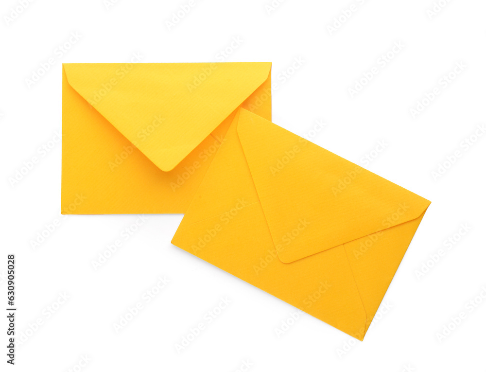 Yellow envelopes isolated on white background