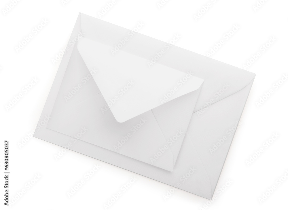 Paper envelopes on white background