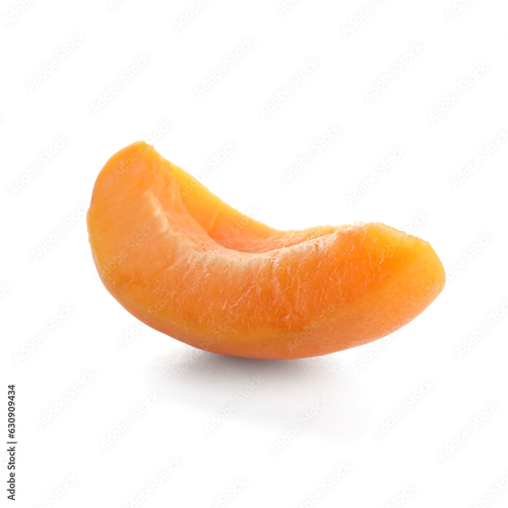 Piece of sweet apricot on white background