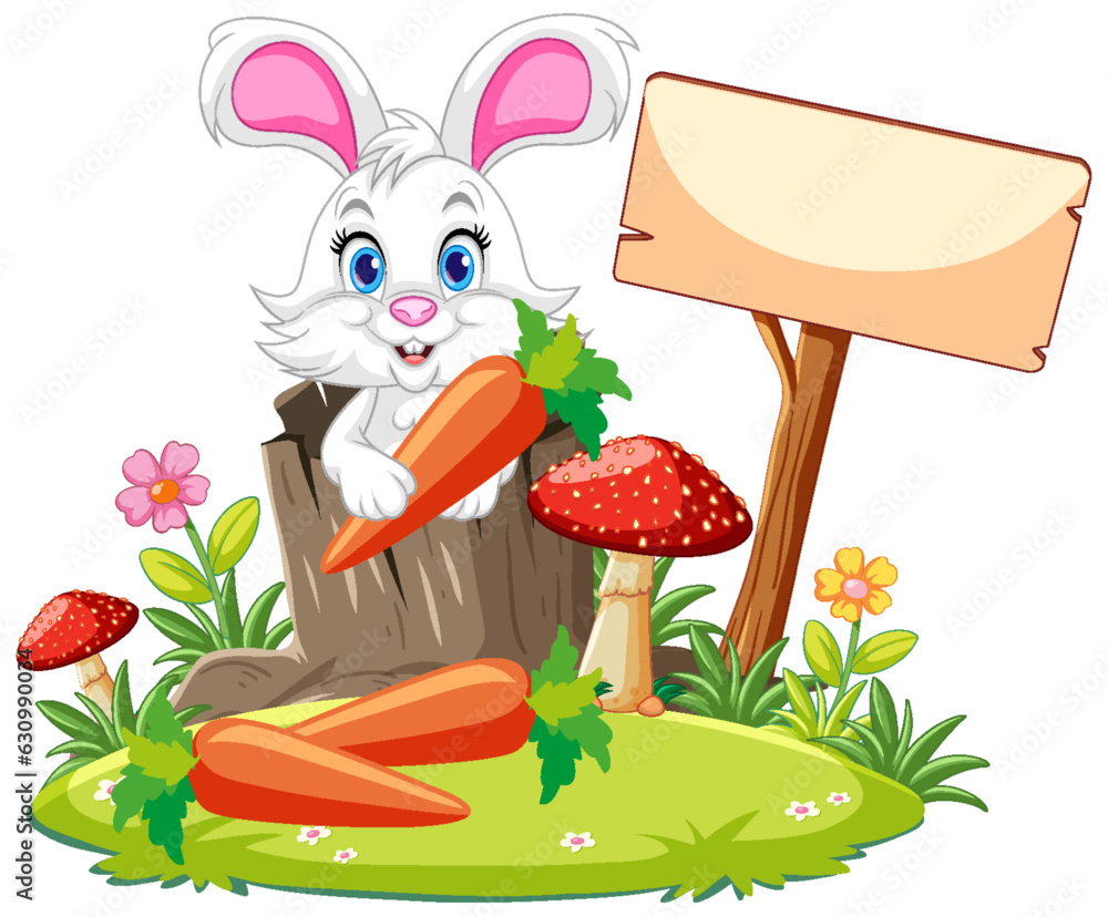 Rabbit in Tree Hole with Carrot