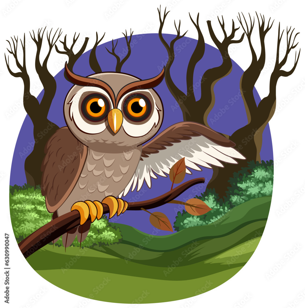 Vector Owl at Night