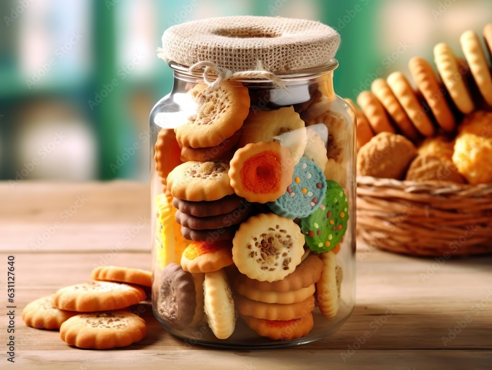 cookies in jar on kitchen table