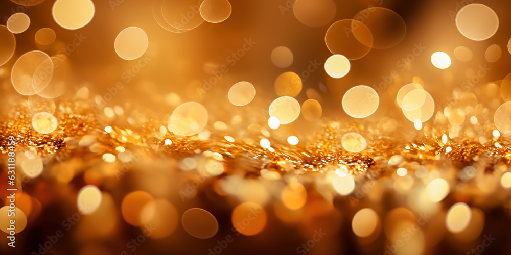 Abstract luxury gold background with gold particle. glitter vintage lights background. Christmas Gol