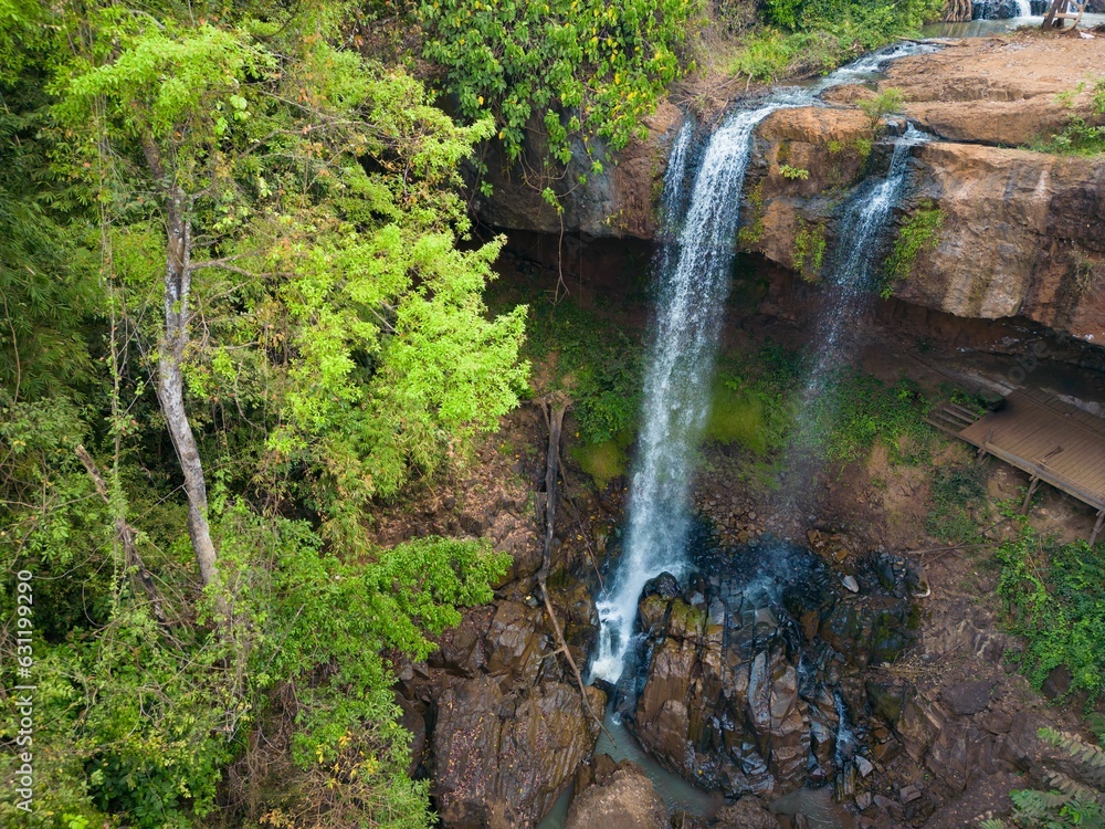 Cha Ong waterfall flowing from rocks