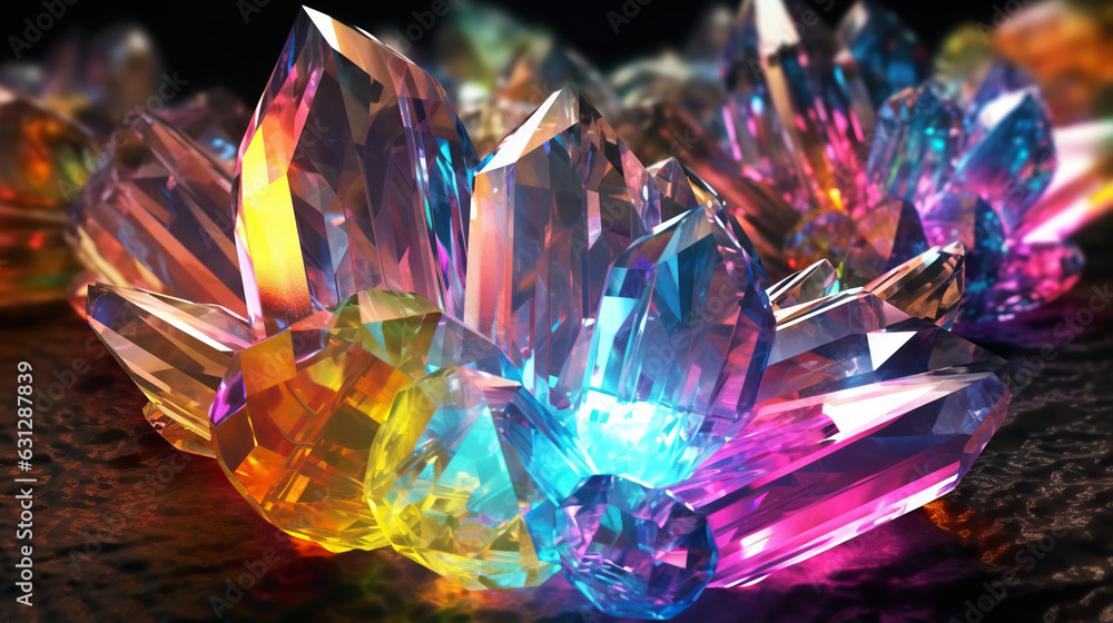 Amazing bright and shiny Luz Opal crystal cluster background. Jewel mineral detailed macro. Generati