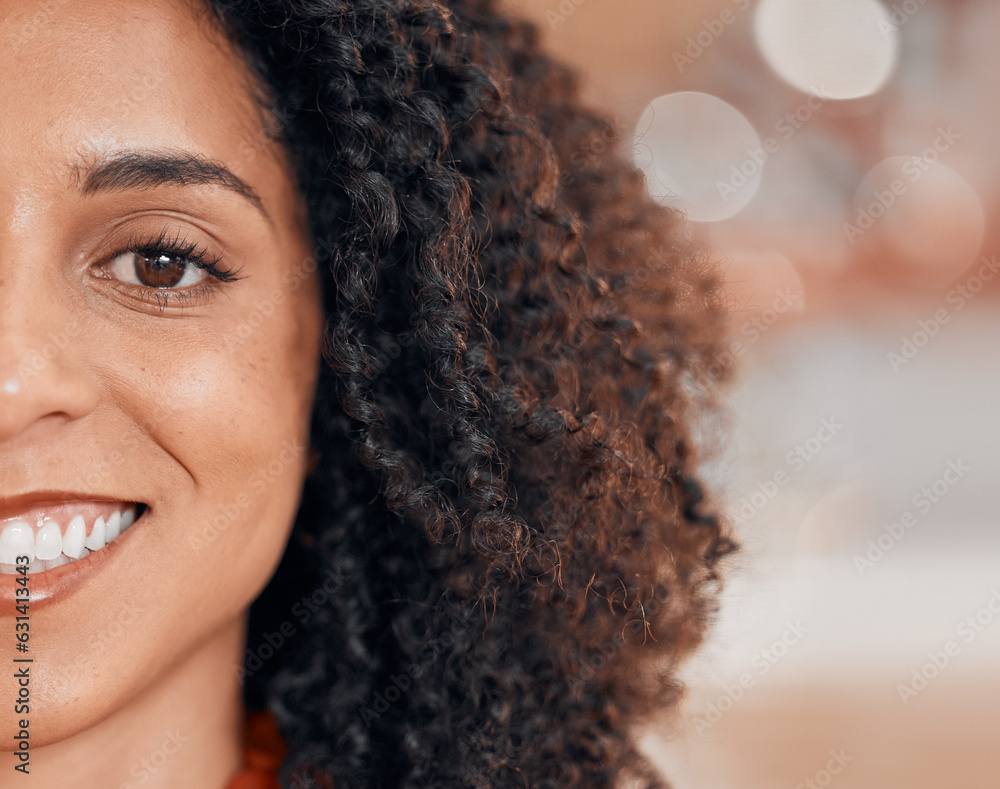 Business woman, smile and portrait closeup with confidence, work pride and happy. Worker, profession