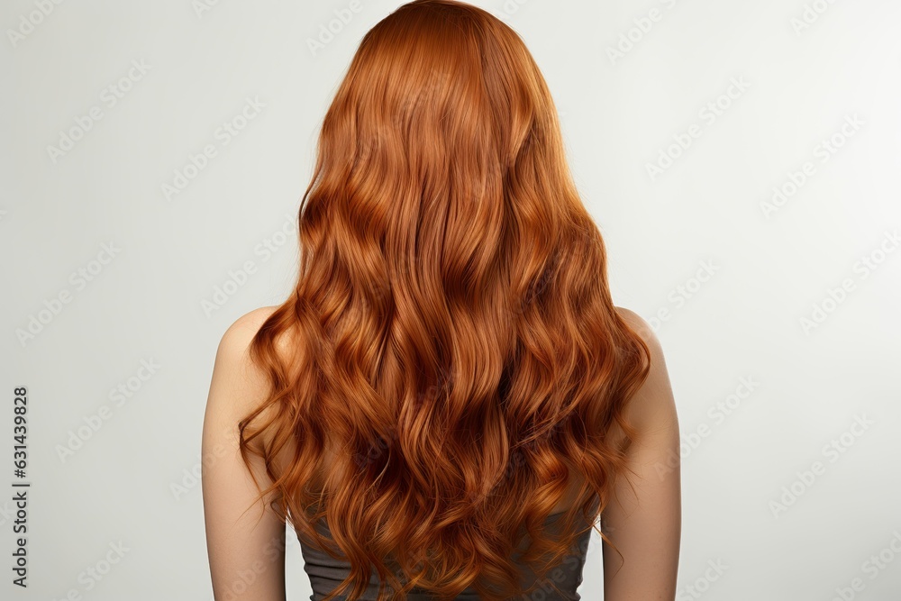 Rear view of healthy shiny orange hair, hair salon ideas, hair coloring product ideas