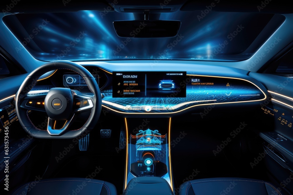 Technology on a new car dashboard.