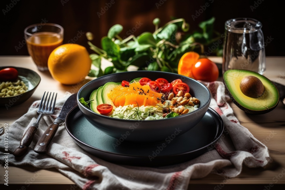 Vegetable salad in ceramic bowl