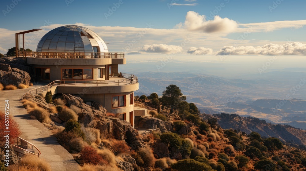 Huge astronomical observatory against the blue sky.