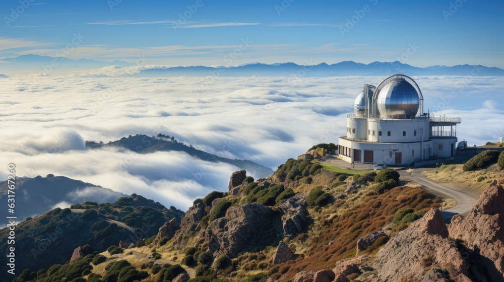 Huge astronomical observatory against the blue sky.