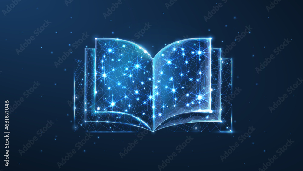 Abstract book with stars on a blue background. Digital book