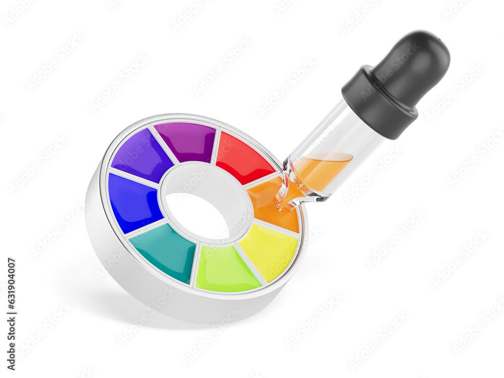 Color picker icon - Eye dropper with color picker isolated on white. 3d rendering