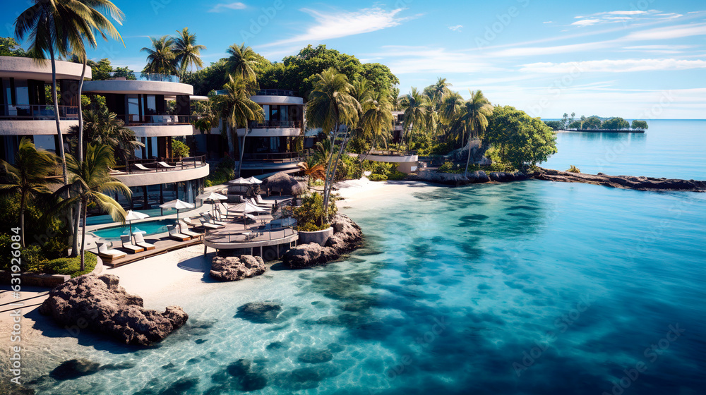 Luxury modern beach hotel or resort tropical vacation