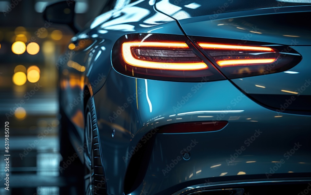 view of the bumper of a car with headlights close-up with headlights.