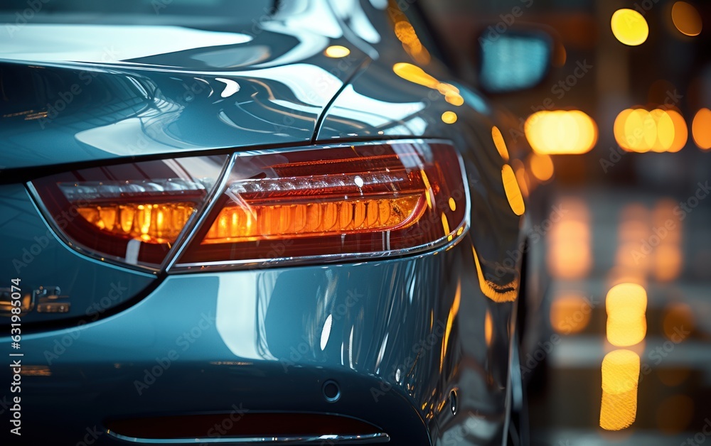 view of the bumper of a car with headlights close-up with headlights.