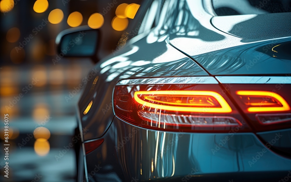 view of the bumper of a car with headlights close-up with headlights.