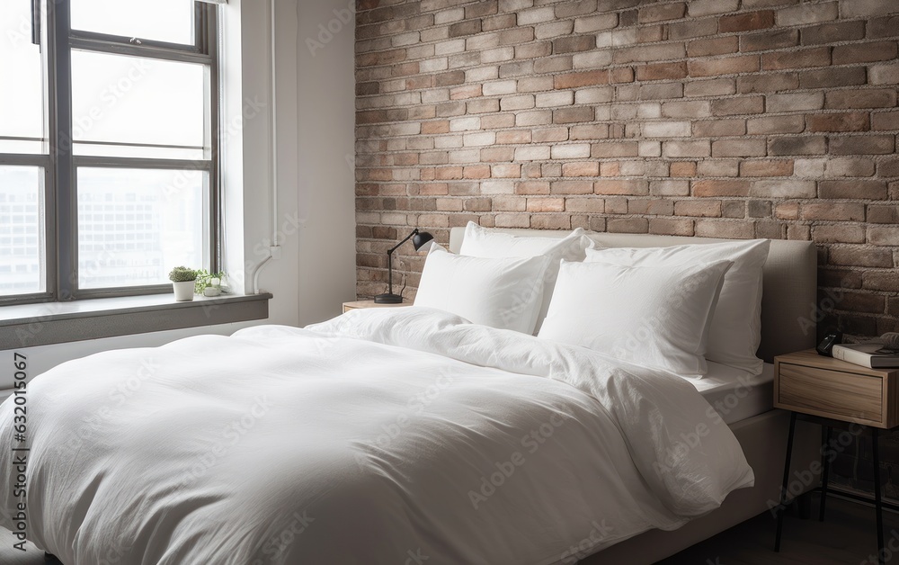 White bed sheets and pillows and white  wall