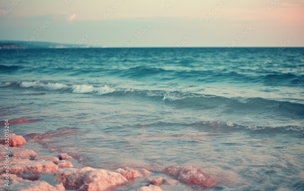 sea landscape unfocused horizon, pastel pink tint