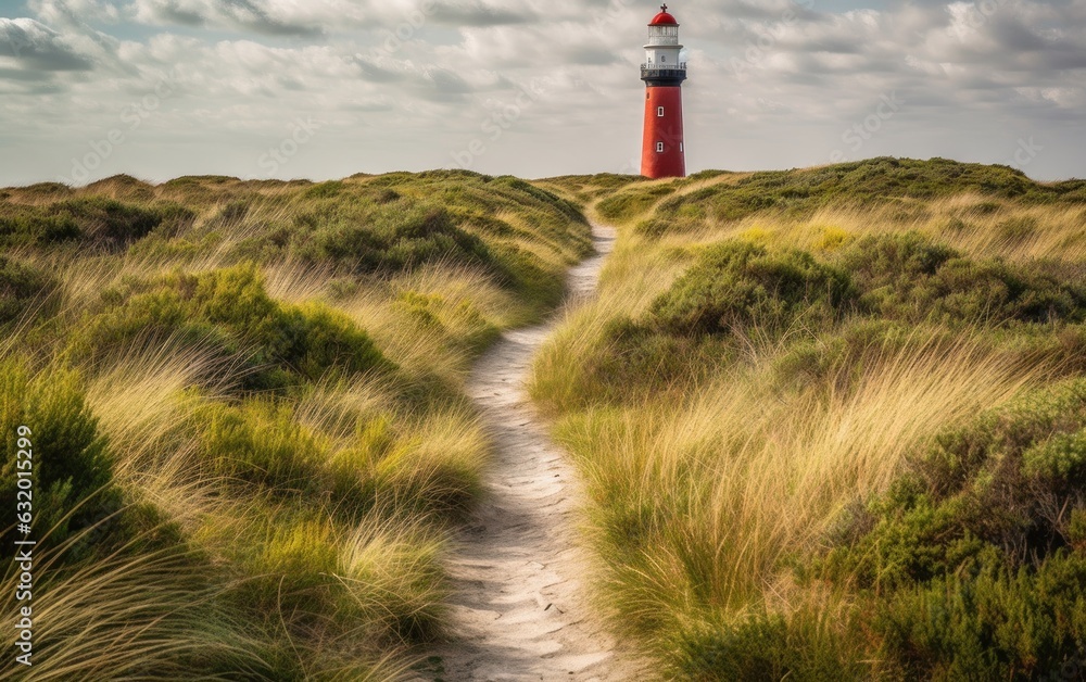 Red lighthouse near the North Sea coast, Sylt