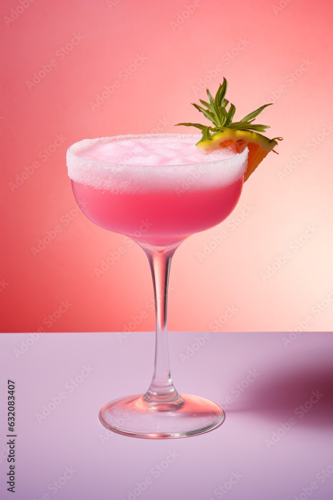 Refreshing Cold Pink Cosmopolitan Cocktail with Vodka and Cranberry