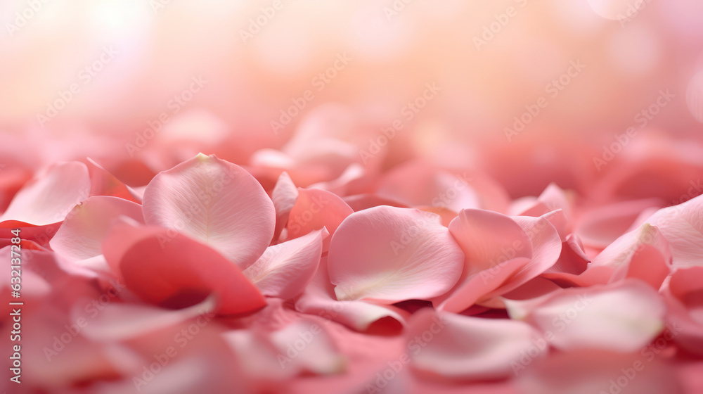 Photo with pink rose petals with and dreamy defocus background