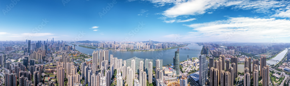 Aviation photography of the urban architectural skyline in Changsha, China