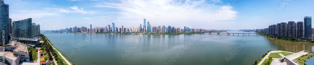 Aviation photography of the urban architectural skyline in Changsha, China