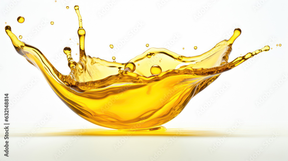 Cooking oil splashing with oil drop isolated on white background