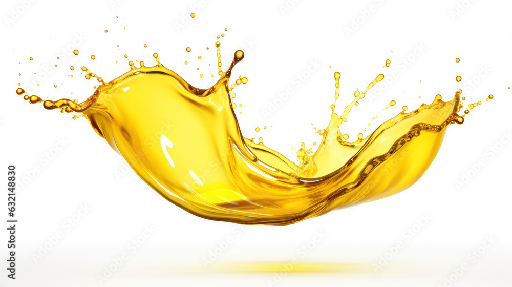 Cooking oil splashing with oil drop isolated on white background