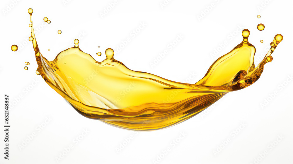 Cooking oil splashing with oil drop isolated on white background