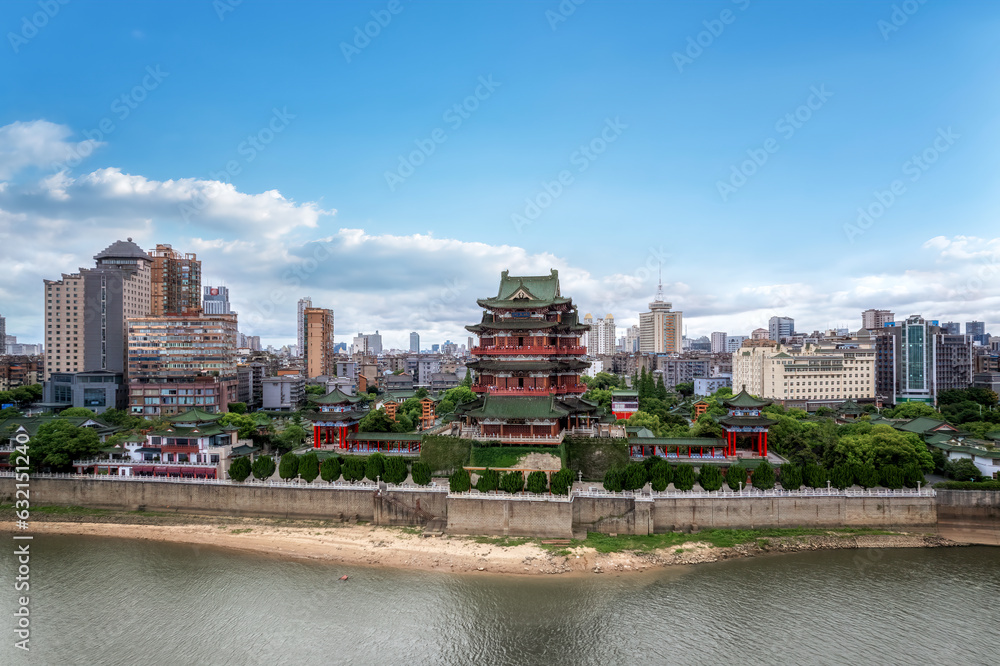 TENGWANG PAVIONs ancient building scene in Nanchang, China