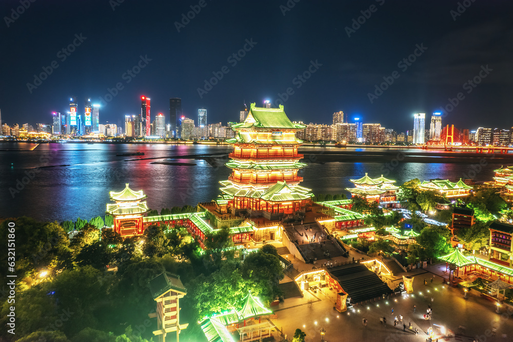 Ancient architectural night scenes in the Tengwang Pavilion, Nanchang, China