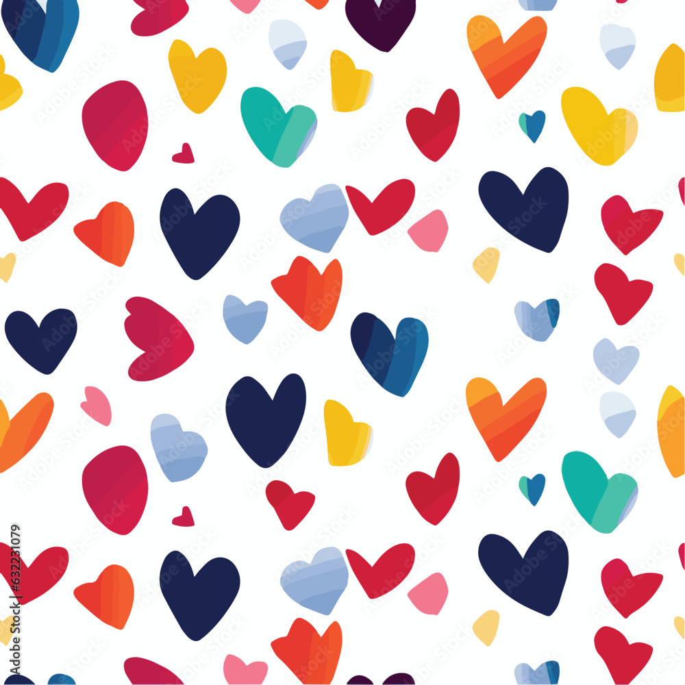 vector seamless pattern hearts in various colors suitable for use as valentine and love day backgrou