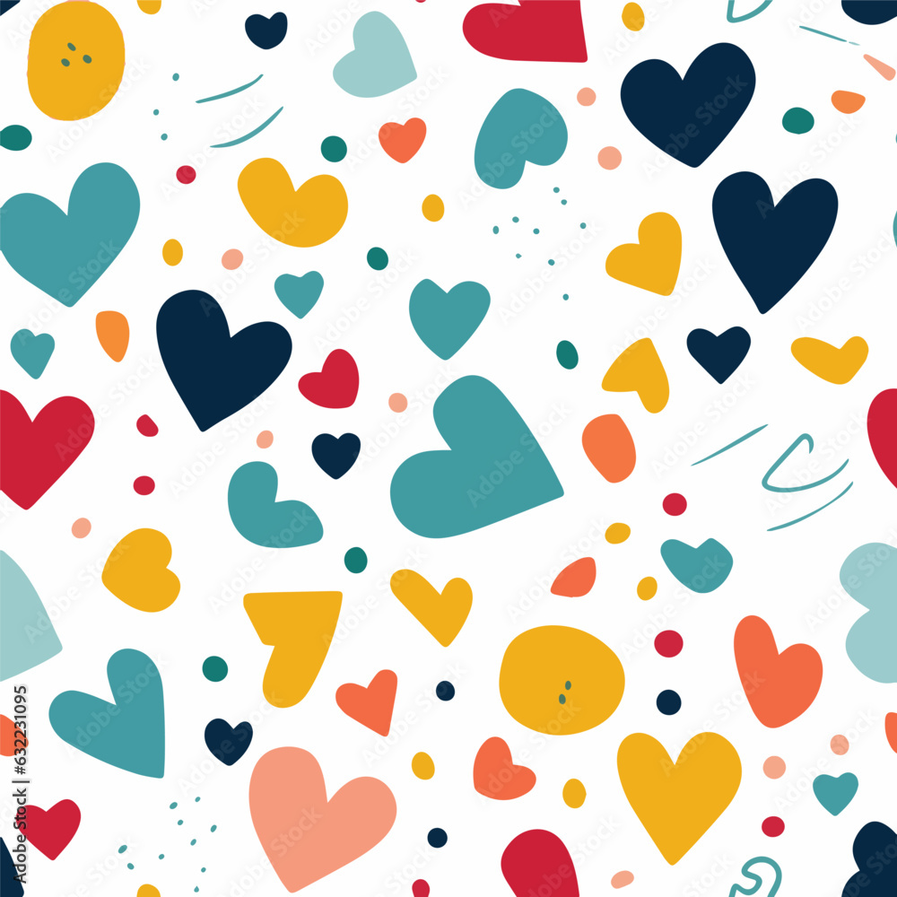 vector seamless pattern hearts in various colors suitable for use as valentine and love day backgrou