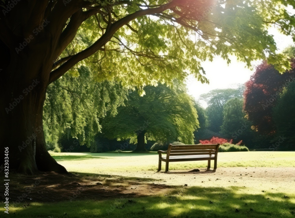 Bench under a tree in sydney park