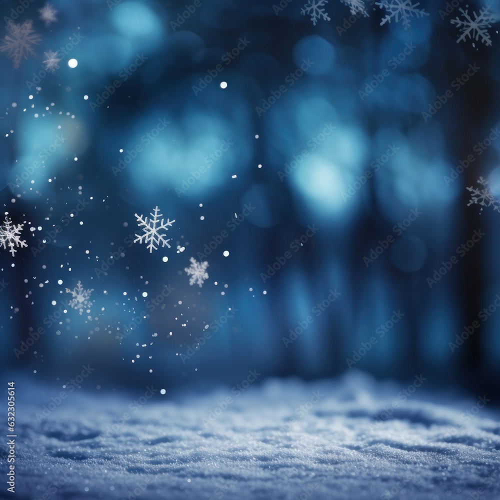 Blue Christmas background with snowflakes