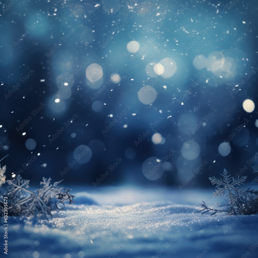 Blue Christmas background with snowflakes