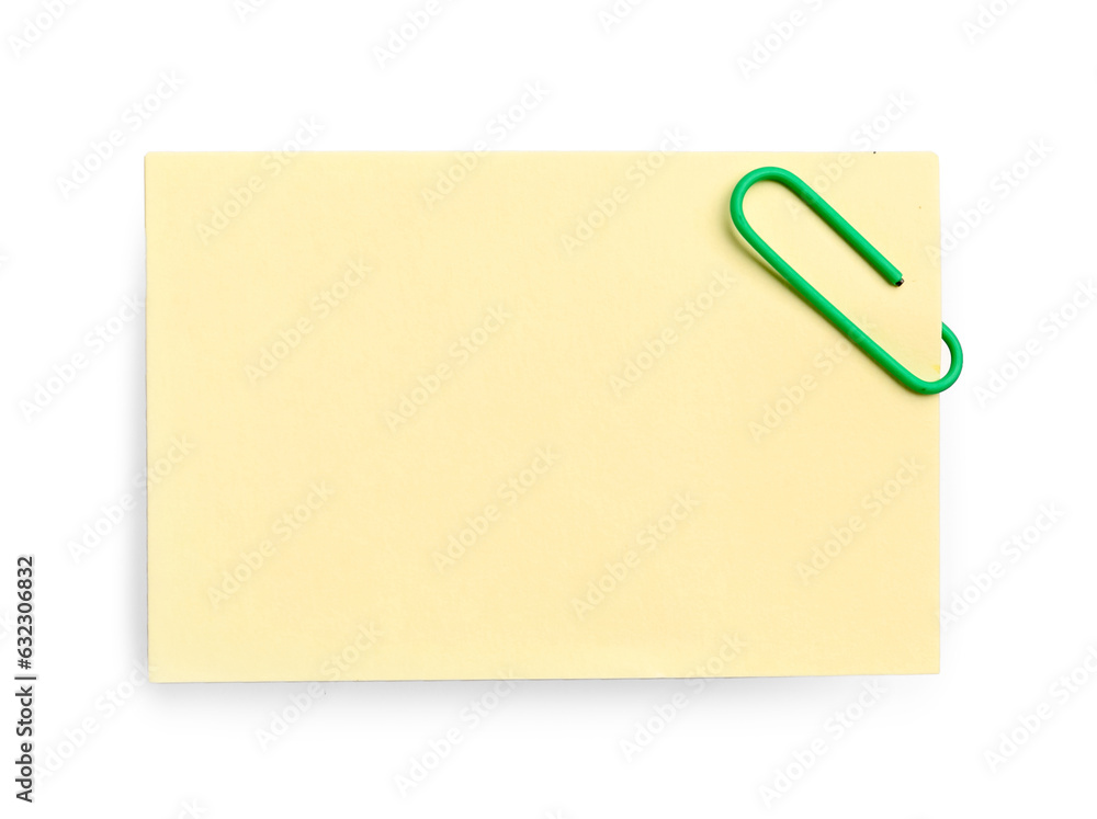 Paper sheet with clip on white background