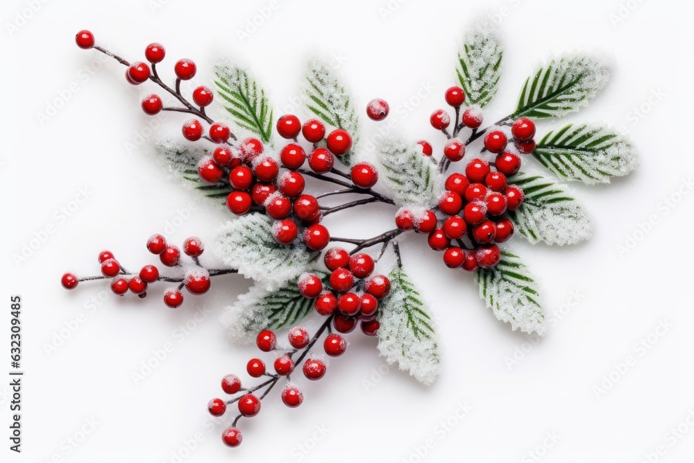 Pine branch with berries isolated