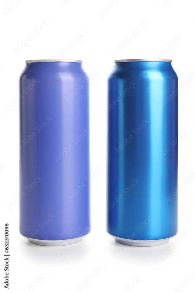 Cans of soda isolated on white background