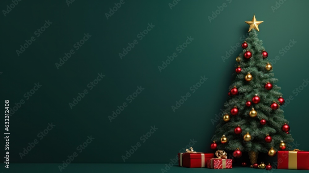 Minimalist background with Christmas tree