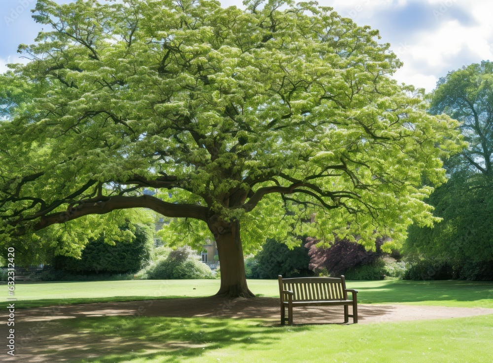 Bench under a tree in sydney park