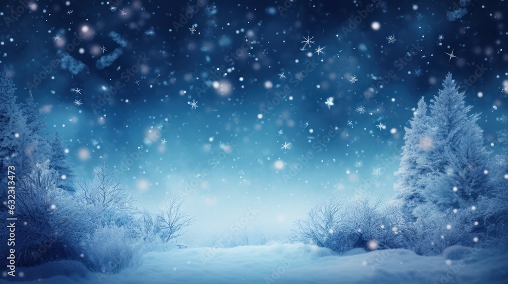 Blue Christmas background with snowflakes